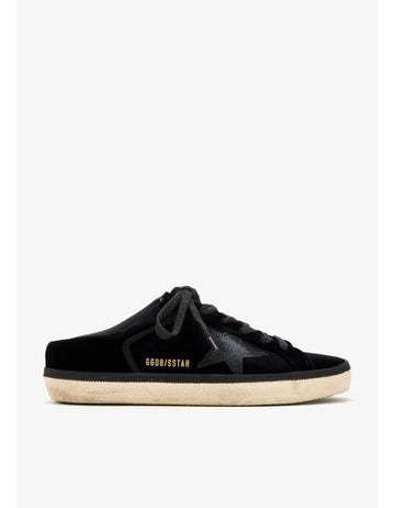 GOLDEN GOOSE Mikro-Glitzer Schwarzes Leder Star Velvet Superstar Sabot 156799345