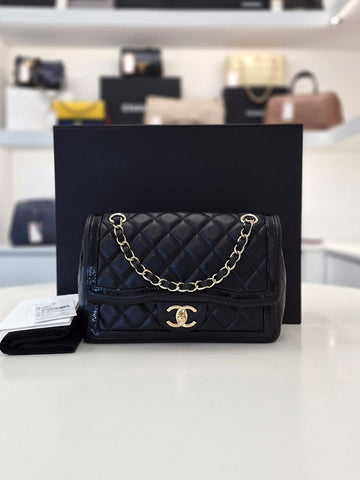 CHANEL Lambskin Gold Chain Mini Flap Shoulder Bag Black AS4289 156799347