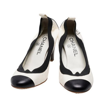 CHANEL Schwarz Weiß Bicolor Banding Absatz 37.5 156799526