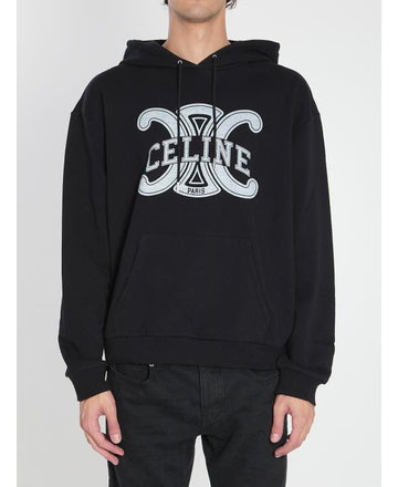 CELINE Lockere Kapuzenjacke aus Baumwollfleece 156799574