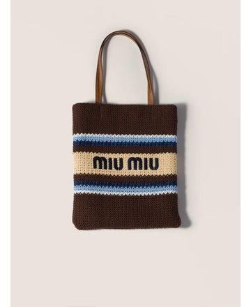 MIU MIU ラフィアエフェクトウーブントートバッグ 156799869