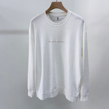 BRUNELLO CUCINELLI [S+級/2XL] コットンロゴクルーネックスウェットシャツ ホワイト 156800301