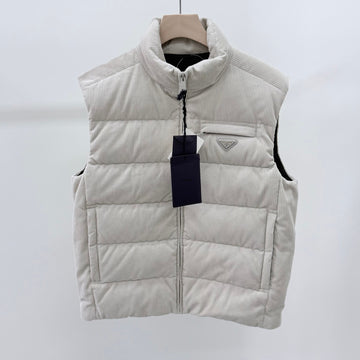 PRADA Corduroy-Weste mit Padding, Chocke Weiß, Größe 52 156801097