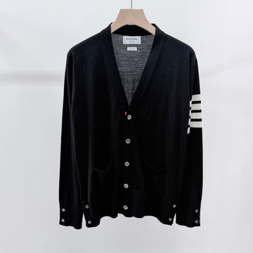 Thom Browne Diagonal Stripe Merino Wool Cardigan Black 156801738