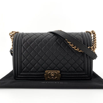CHANEL キャビア ゴールド チェーン バッグ ニューミディアム 156803088