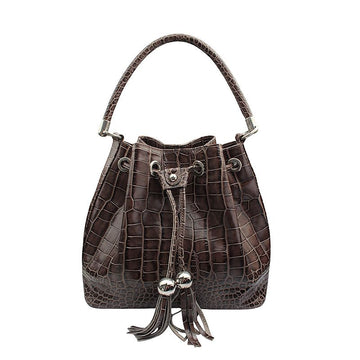 Other Brand Taupe Pattern Bucket Tote Bag 156805361