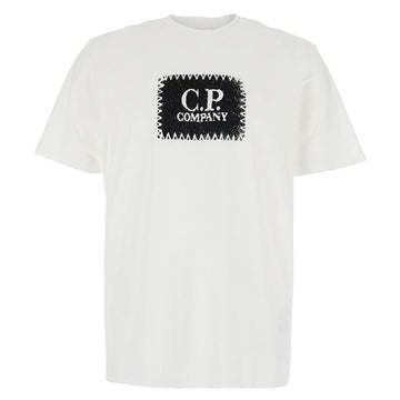 CP COMPANY Logo-Label-Druck T-Shirt Weiß 18CMTS029A 005100W 103 137996297