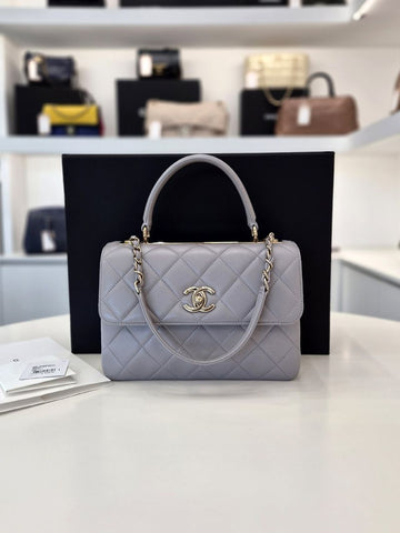 CHANEL Trendy CC Small Gold Chain Shoulder Bag Light Grey A92236 156825332