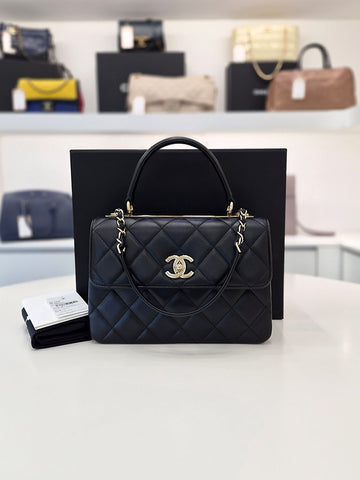 CHANEL Trendy CC Small Gold Chain Shoulder Bag Black 25 Years Exhibition Grade A92236 156825337