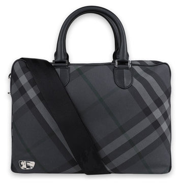 Burberry Men's Dark Check Briefcase Tote Bag (Charcoal) 8097348 134034762