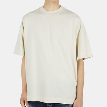 AMI 22 F/W Men's Small Heart Logo Embroidered T-Shirt (Ivory) UTS012 726 150 54741300