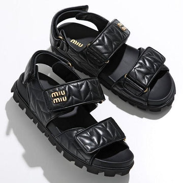 MIU MIU マテラッセ ナッパレザー スポーツサンダル 153032730