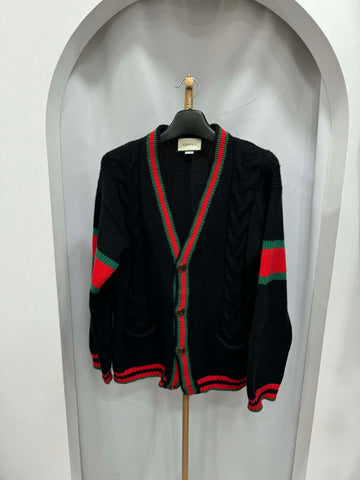 Gucci Web Cable Cardigan L 156826558