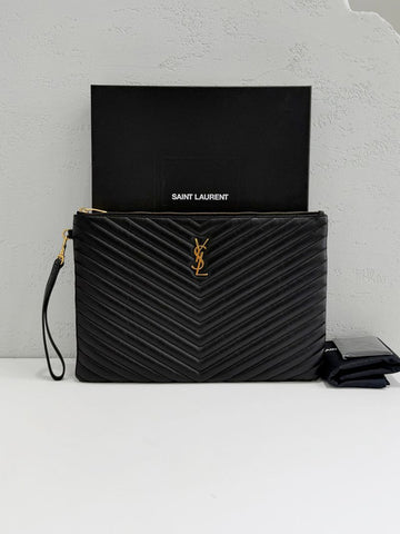 Saint Laurent Matelassé Gold Clutch Bag 440222 156826977