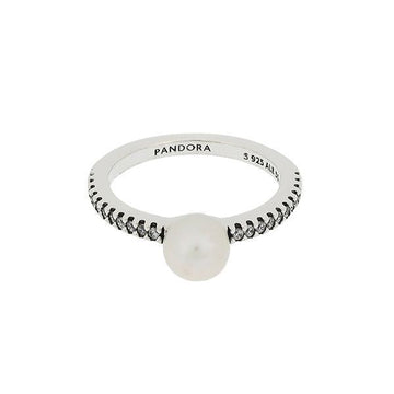 PANDORA Ring 193158C01 Timeless Treatet Freshwater Zuchtperlen und Pavé Offene Silber Damenring 114370102