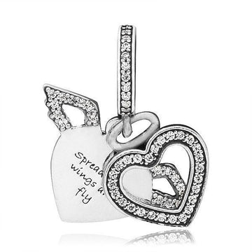 Pandora Charm 798485C01 Heart and Angel Wing Pendant Dangle Silver 40034542