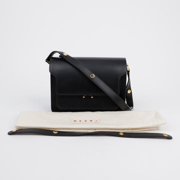 Marni Trunk Medium Calfskin Shoulder Bag Black 156332607