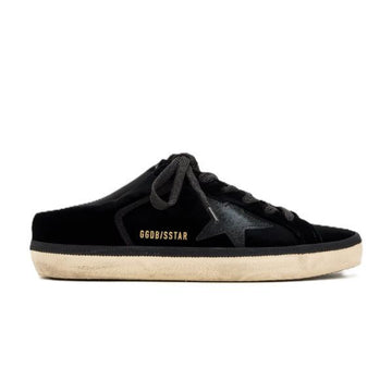 Golden Goose Micro Glitter Black Leather Star Velvet Superstar Sabot 156853753