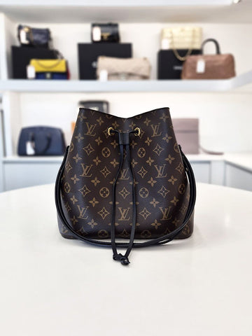 Louis Vuitton Monogram Noe MM Bucket Shoulder Bag Black M44020 156887418