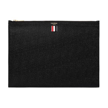 THOM BROWNE ペブルグレインスリーストライプラージクラッチバッグ 151322037 [P]