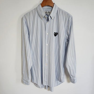 COMME DES GARCONS スカイブルー ストライプ ハートワッペン メンズ シャツ 156888836