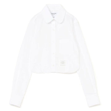 THOM BROWNE クラシック クロップ ラウンド カラー コットン ポプリン シャツ 156890862