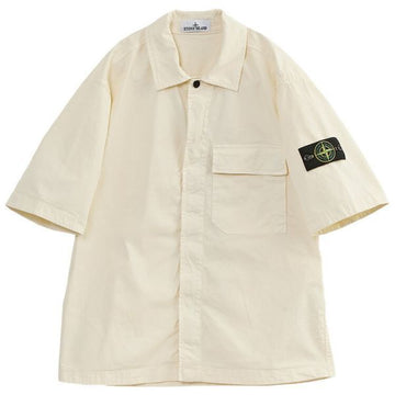 STONE ISLAND Stretch Organyc Cotton Twill Shirt mit kurzen Ärmeln 156891049