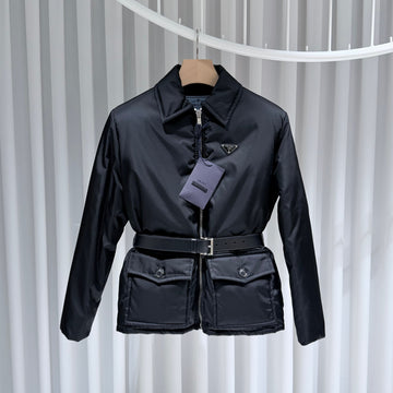 Prada Triangle Logo Re-Nylon Bomber Jacket Black 156902231