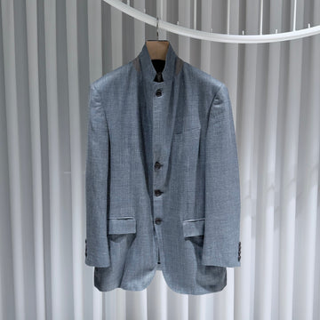 Loro Piana Wool Linen Silk Blazer Check Jacket 52 156902253