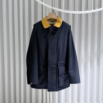 LORO PIANA Navy Lederjacke mit gelbem Kragen (S) / 12345 156903236