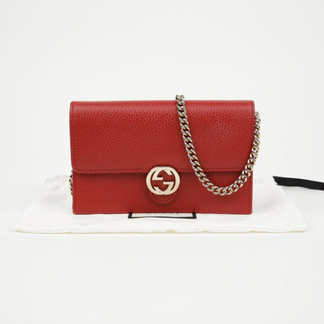 GUCCI Interlocking G Medium Chain Schultertasche Rot 156489222