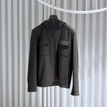 LORO PIANA Woll-Hoodie-Jacke Dunkelbraun 156903299