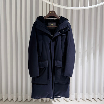 LORO PIANA Kaschmir 100 Gänsedaunen-Padding-Mantel Navy 156903345