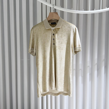 TOM FORD Velours-Baumwollkragen Polo T-Shirt Sand 156904282