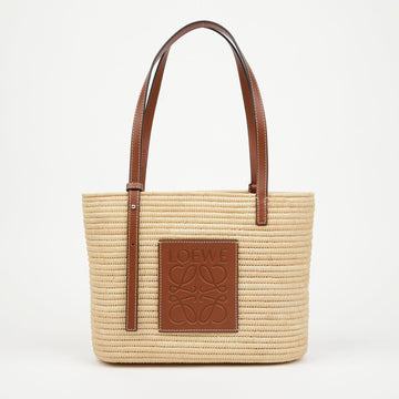 LOEWE ロゴ トリミング スモール ラフィア バスケット ショルダーバッグ 156719046