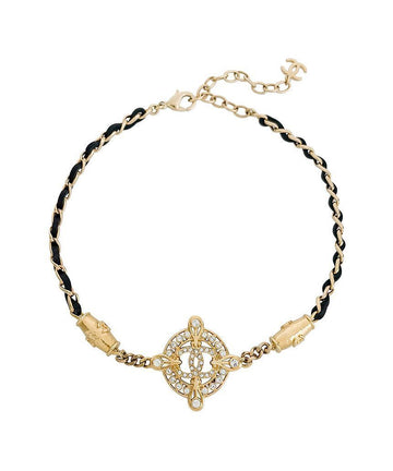 CHANEL 23A Chain Choker Necklace Black Gold 5ET0710 133314950