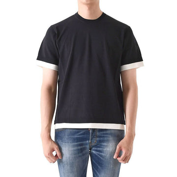 NEIL BARRETT 刺繍レイヤード半袖Tシャツ ネイビー BMA1153E S601 052 154430473