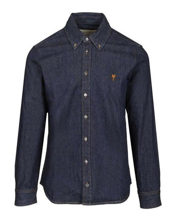 AMI Blue Denim Cotton Shirt 156729605