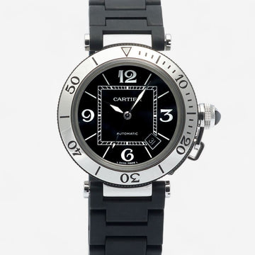 Cartier Pasha C-Timer Watch 40mm Black W31077U2 Men's Steel Rubber Watch Automatic 2009 156909337