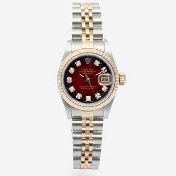 ROLEX Datejust 26 Kombi Burgunder After Diamond Damenuhr 1989 156909352