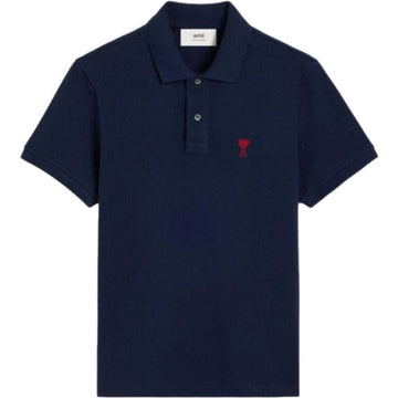AMI Heart Logo Navy Polo Pique T-shirt 155006001