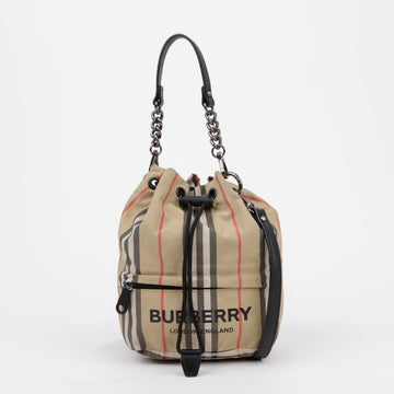 BURBERRY Drawstring Bucket Pouch Archive Beige 156720354