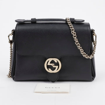 GUCCI Interlocking Leder Top-Handle Ketten Schultertasche Schwarz 156715122