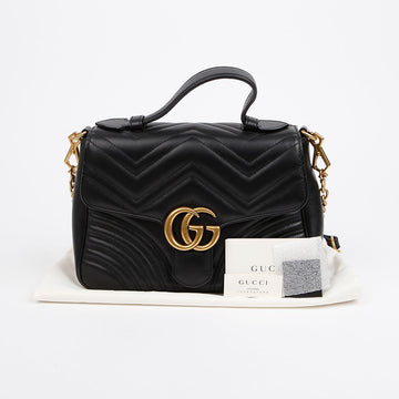 GUCCI Klein Top Handle Bag Schwarz Gold 156489441