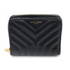 SAINT LAURENT 668323 Schwarze glatte Kalbsleder gesteppt Joan Kompakt Geldbörse 156911535 [P]