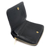 SAINT LAURENT 668323 Schwarze glatte Kalbsleder gesteppt Joan Kompakt Geldbörse 156911535 [P]