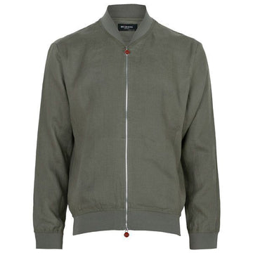 Kiton Khaki Linen Bomber Jacket 156721691