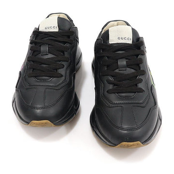 Gucci Black Leather Rainbow Iridescent Logo Layton Men's Sneakers 38.5 156911786