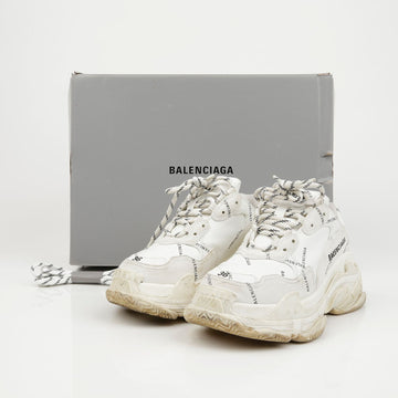 BALENCIAGA オールオーバーロゴトリプルSスニーカー ホワイト 156718687