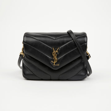 SAINT LAURENT Monogram Loulou Toy Leder Schultertasche Schwarz 156724614
